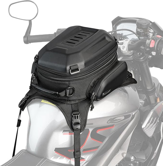 Rhinowalk Motorrad Tankrucksack Tanktasche Hartschale Wasserdicht Erweiterbar 15-18L Motorrad Sitz Aufbewahrungstasche Motorrad Tasche Gepäcktasche Rucksack schwarz