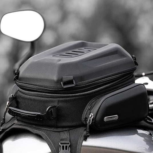 Rhinowalk Motorrad Tankrucksack Tanktasche Hartschale Wasserdicht Erweiterbar 15-18L Motorrad Sitz Aufbewahrungstasche Motorrad Tasche Gepäcktasche Rucksack schwarz