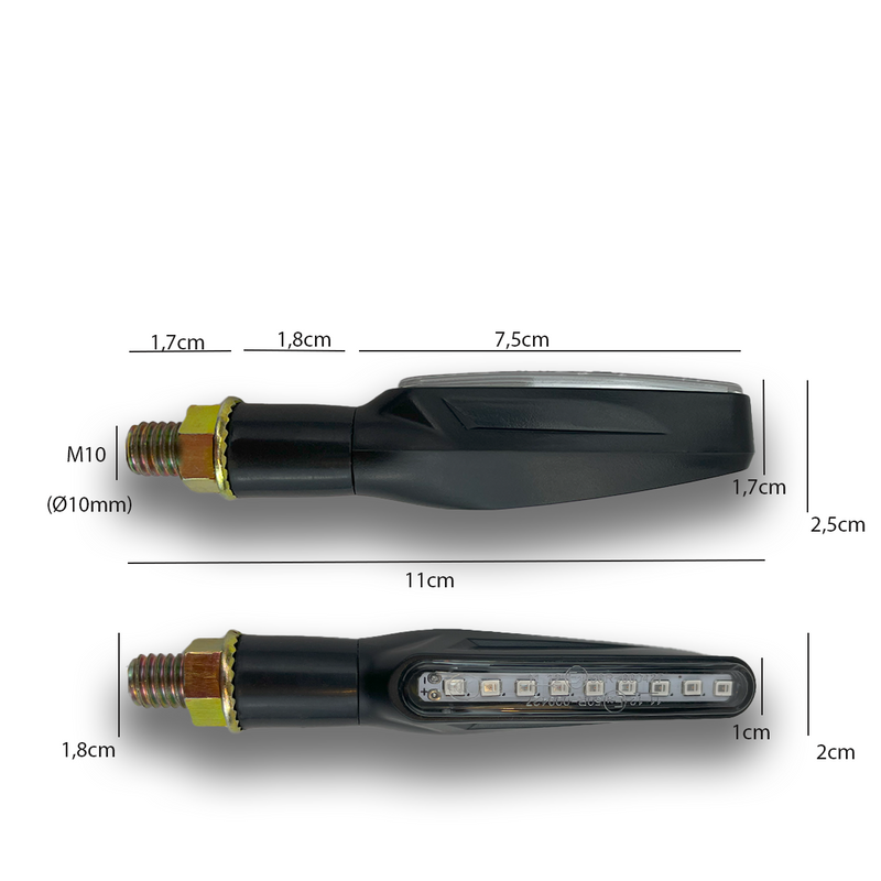 Laad de afbeelding in de galerijviewer, Looplicht LED-knipperlichten motorfiets PHB-MOTO knipperlichten met E-keurmerk 2 stuks
