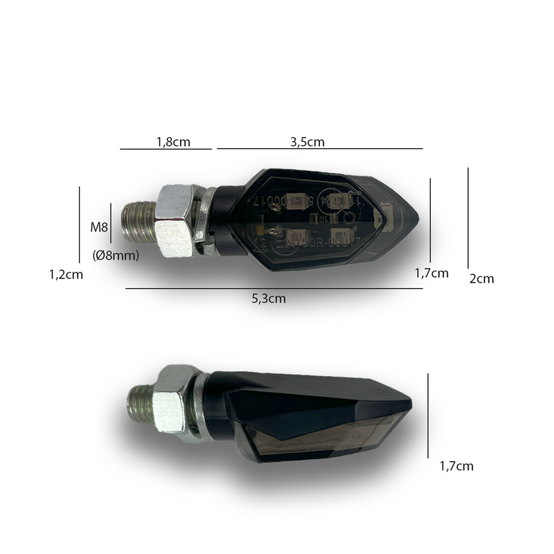 Chargez l&#39;image dans la visionneuse de la galerie, Mini clignotants LED moto PHB-MOTO clignotants avec E-mark 2 pièces
