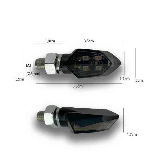 Mini clignotants LED moto PHB-MOTO clignotants avec E-mark 2 pièces