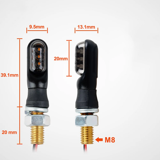 Mini LED Blinker Motorrad PHB-MOTO Blinker shorty mit E-Prüfzeichen 2 Stück