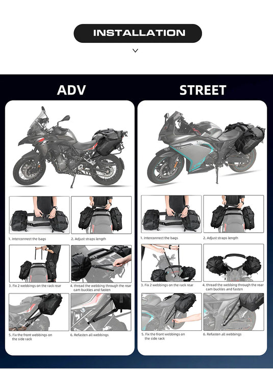 Rhinowalk Motorrad Satteltasche 28L (14L*2) Wasserdicht Motor Seitentasche Gepäcktasche Hecktasche Hinterradtasche